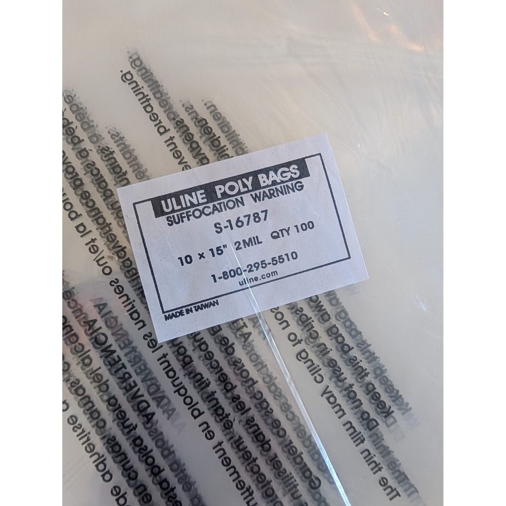 Uline Poly Bags 10x15 2 Mil Clear Printed Suffocation Warning 100 Count S-16787 - Picture 4 of 5